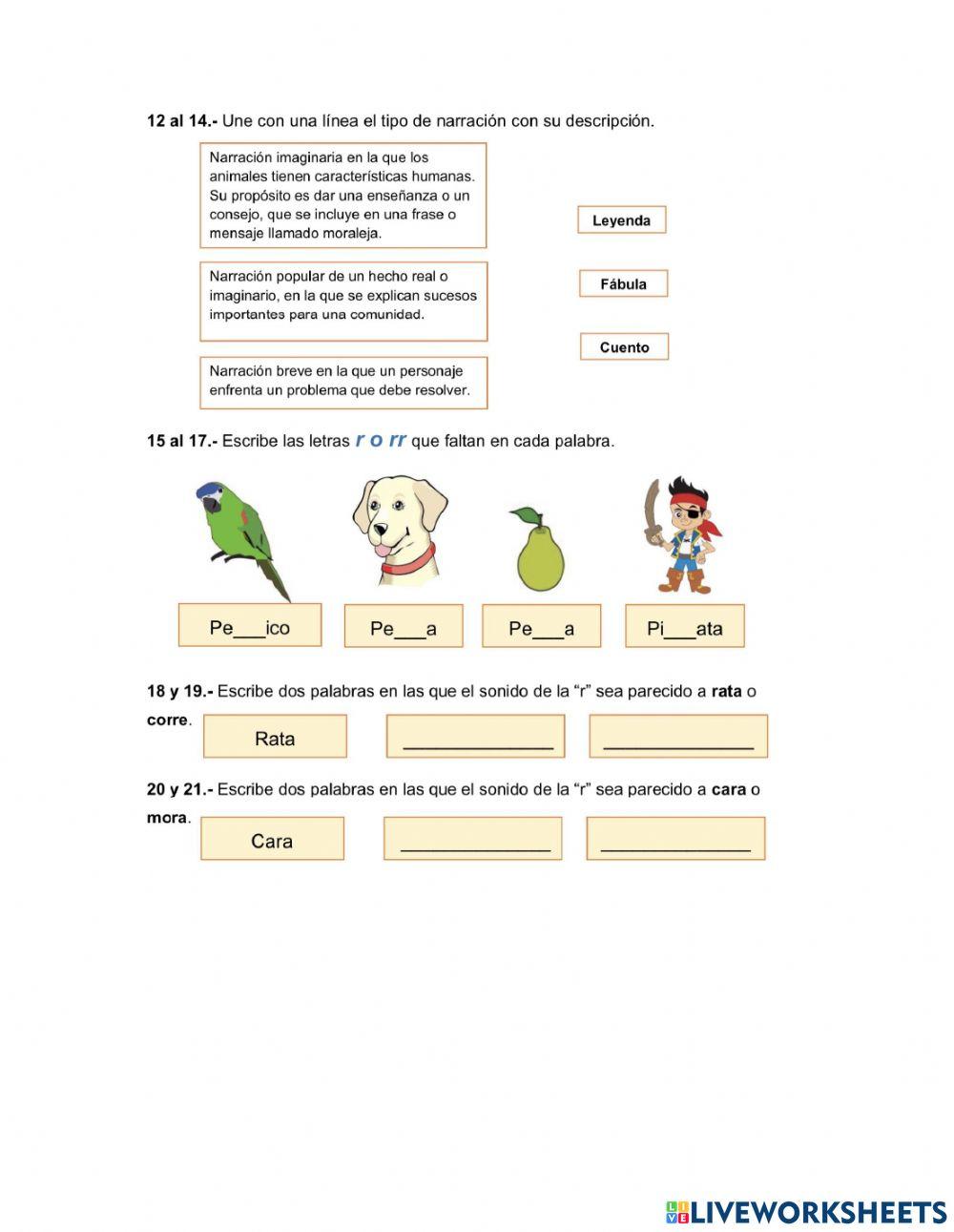 Evaluación 2 bloque Español