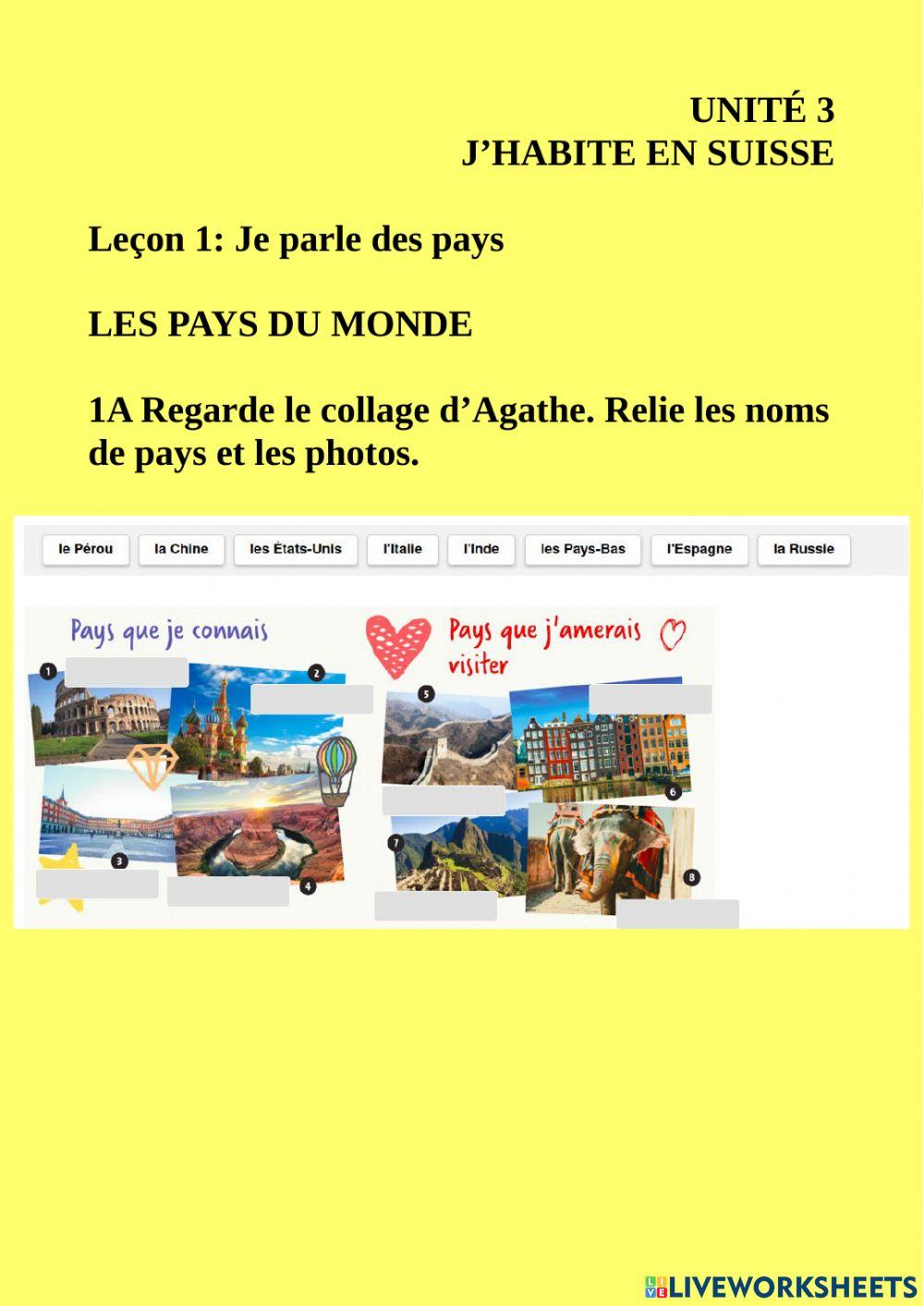 Les pays et les articles
