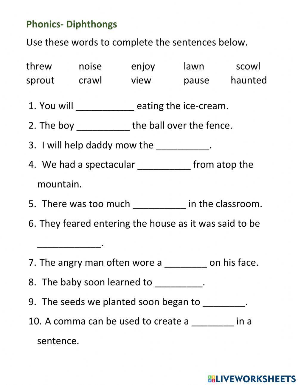 Diphthongs Diphthongs