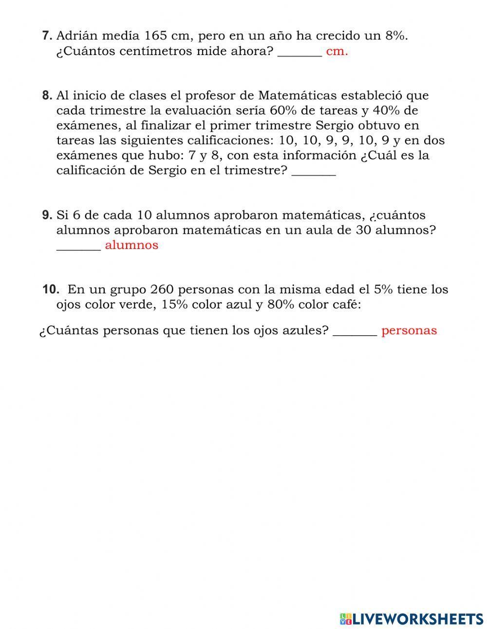 Problemas de procentajes