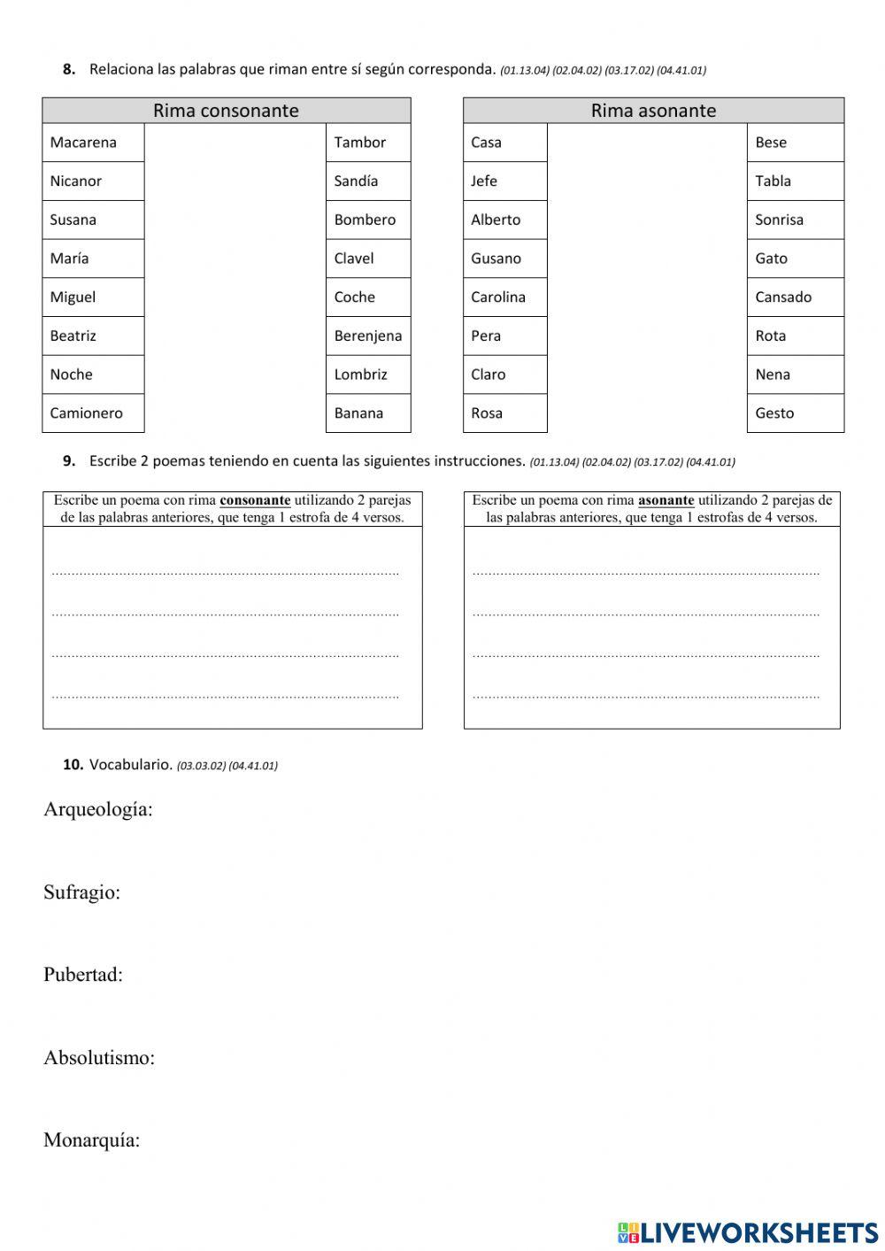 Control de la Unidad 5 de lengua- 6º Primaria