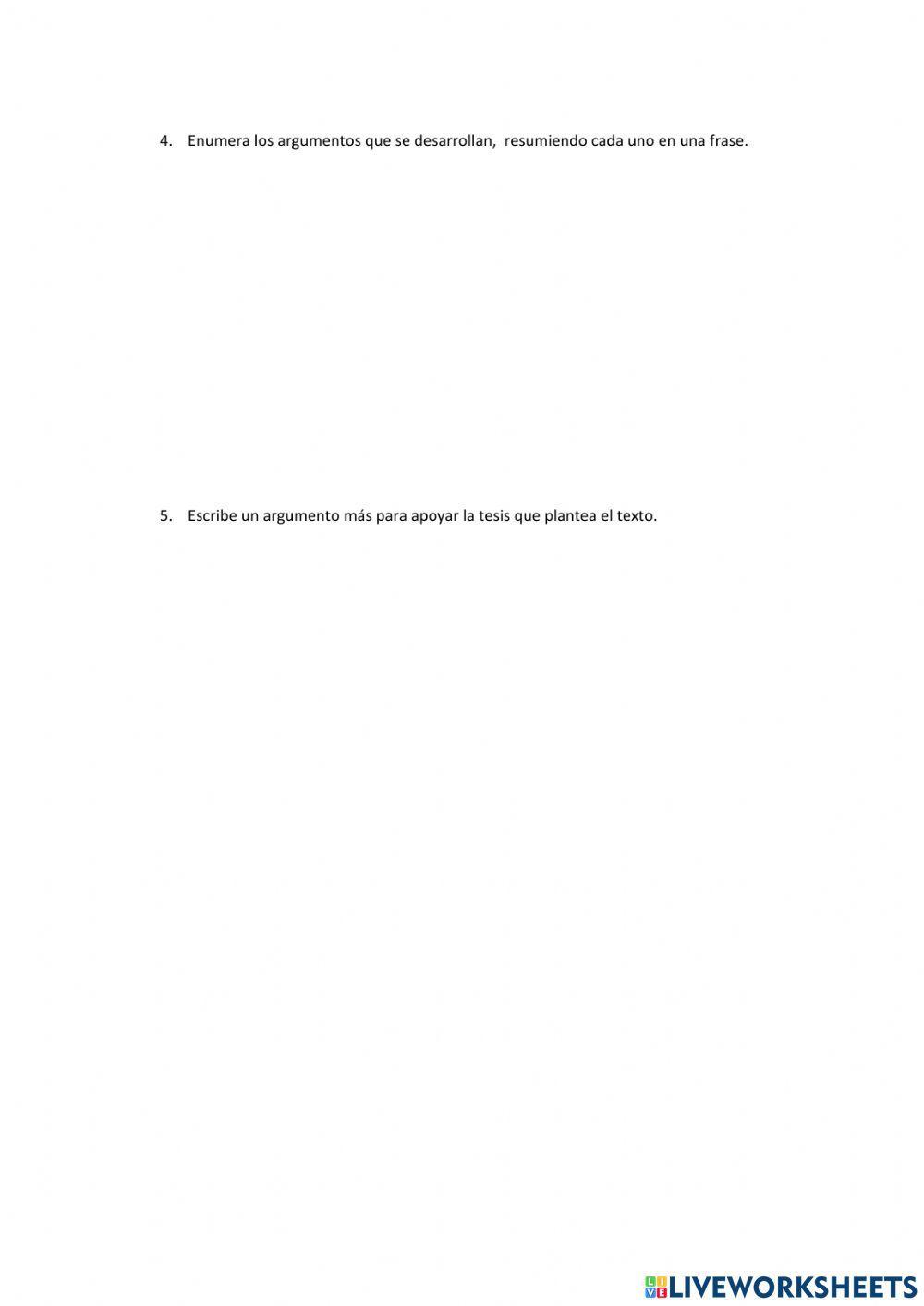 Comprensión lectora de texto argumentativo