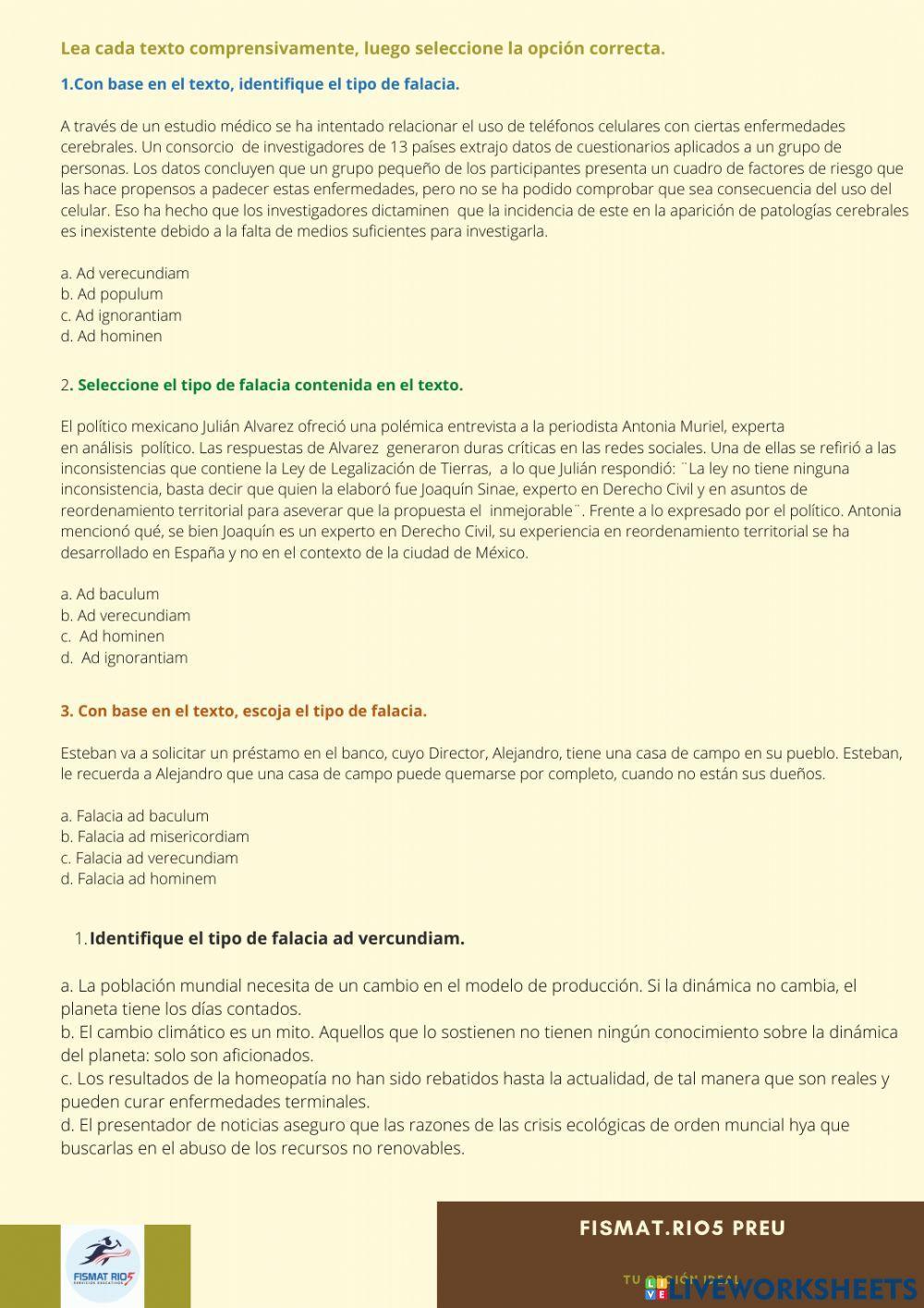 Ejercicios de falacias