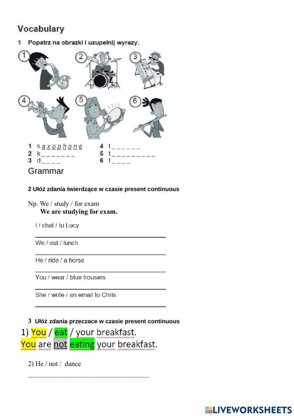 Present continuous i opis piosenkarki