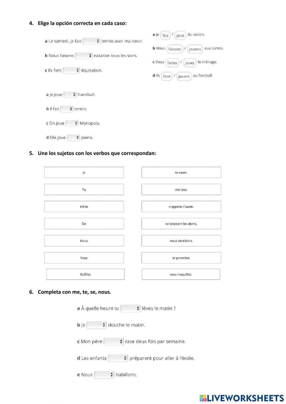 Repaso unité 4 - 1º ESO