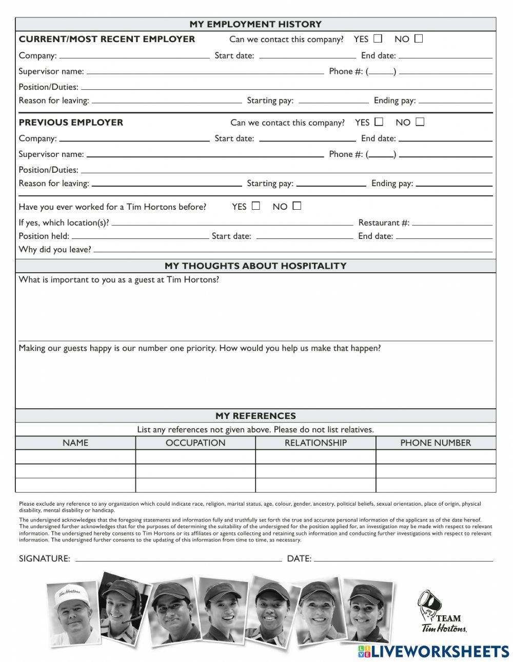 Tim Horton's Application