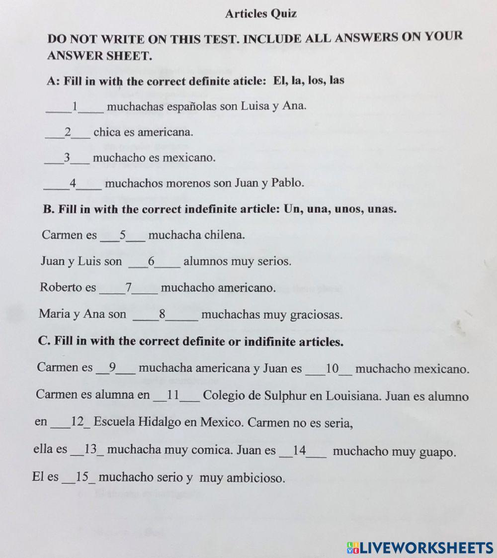 Definite and indefinite articles