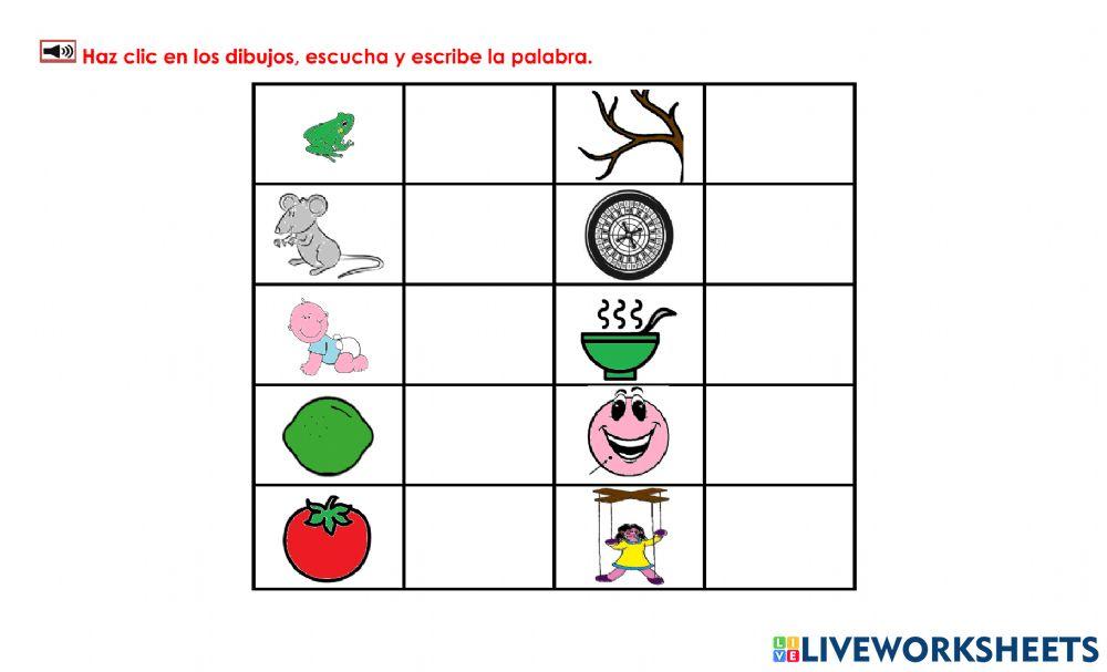 Dibujos a palabras 1B