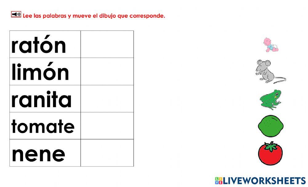 Mover dibujos a palabras 1b