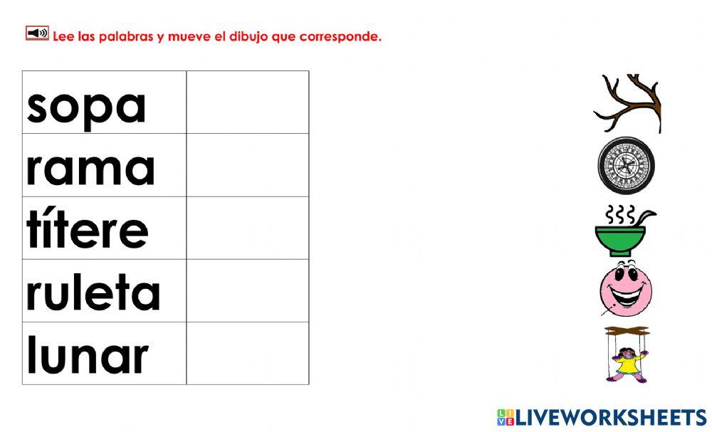 Mover dibujos a palabras 3b