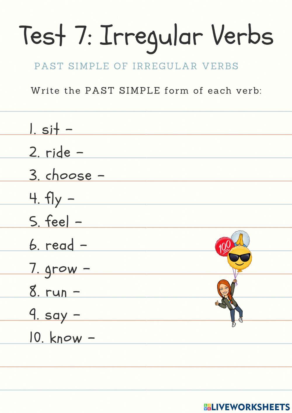 Irregular Verb Past Simple Test (7)