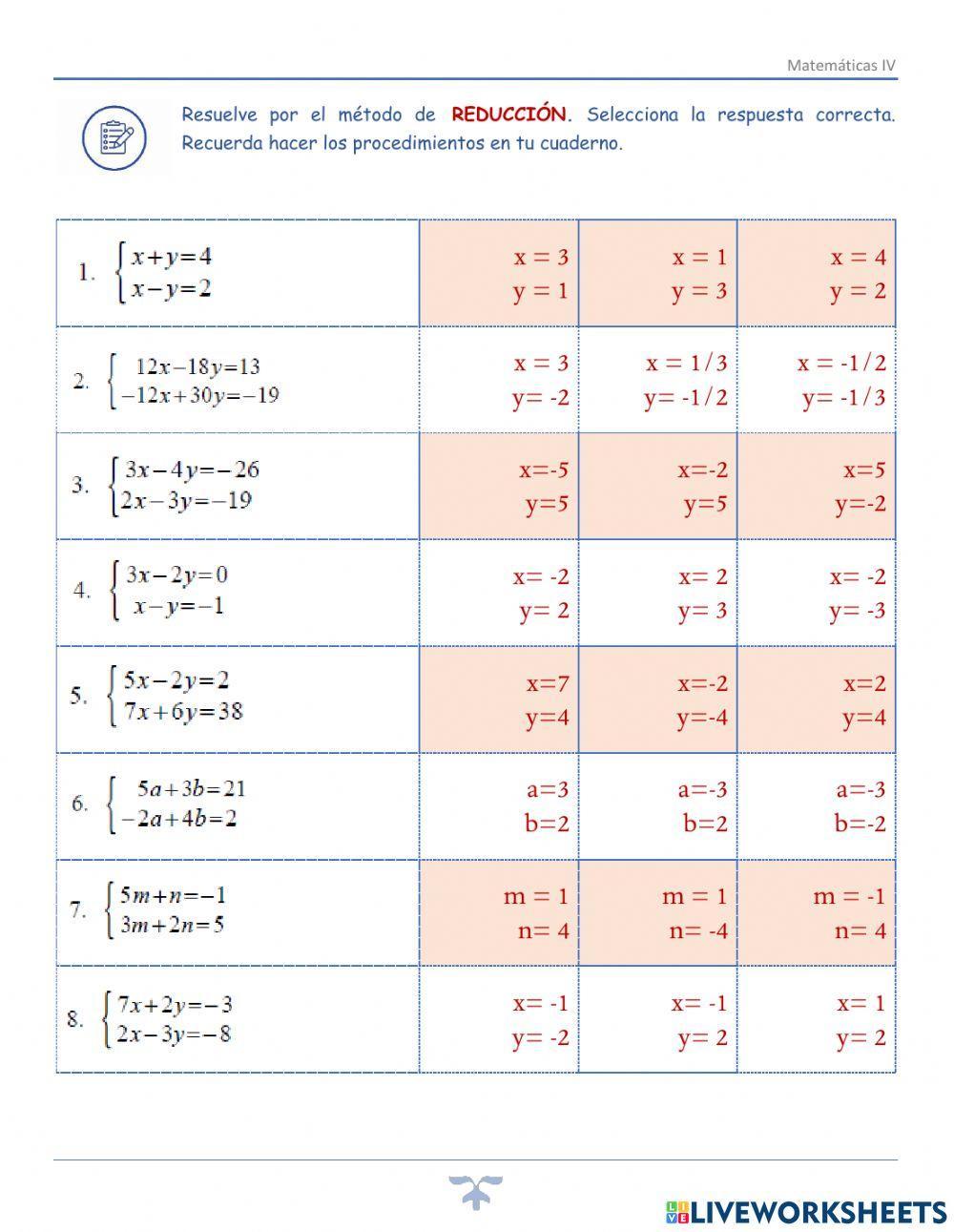 Método de reducción 2