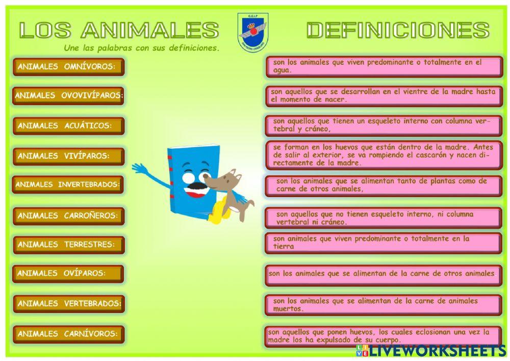 Definiciones de tipos de animales