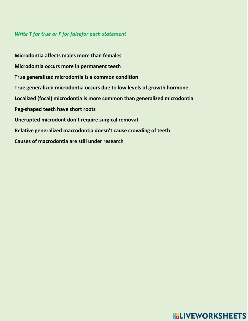 Microdontia and macrodontia