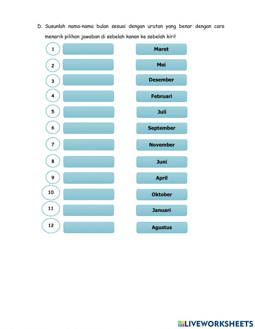 718303 | Nama-nama bulan | Ayung | LiveWorksheets