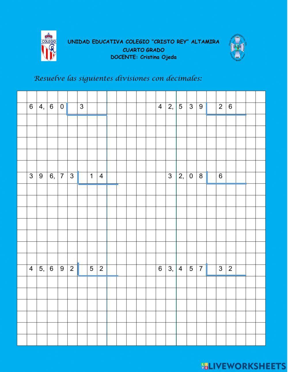 Divisiones con números decimales 