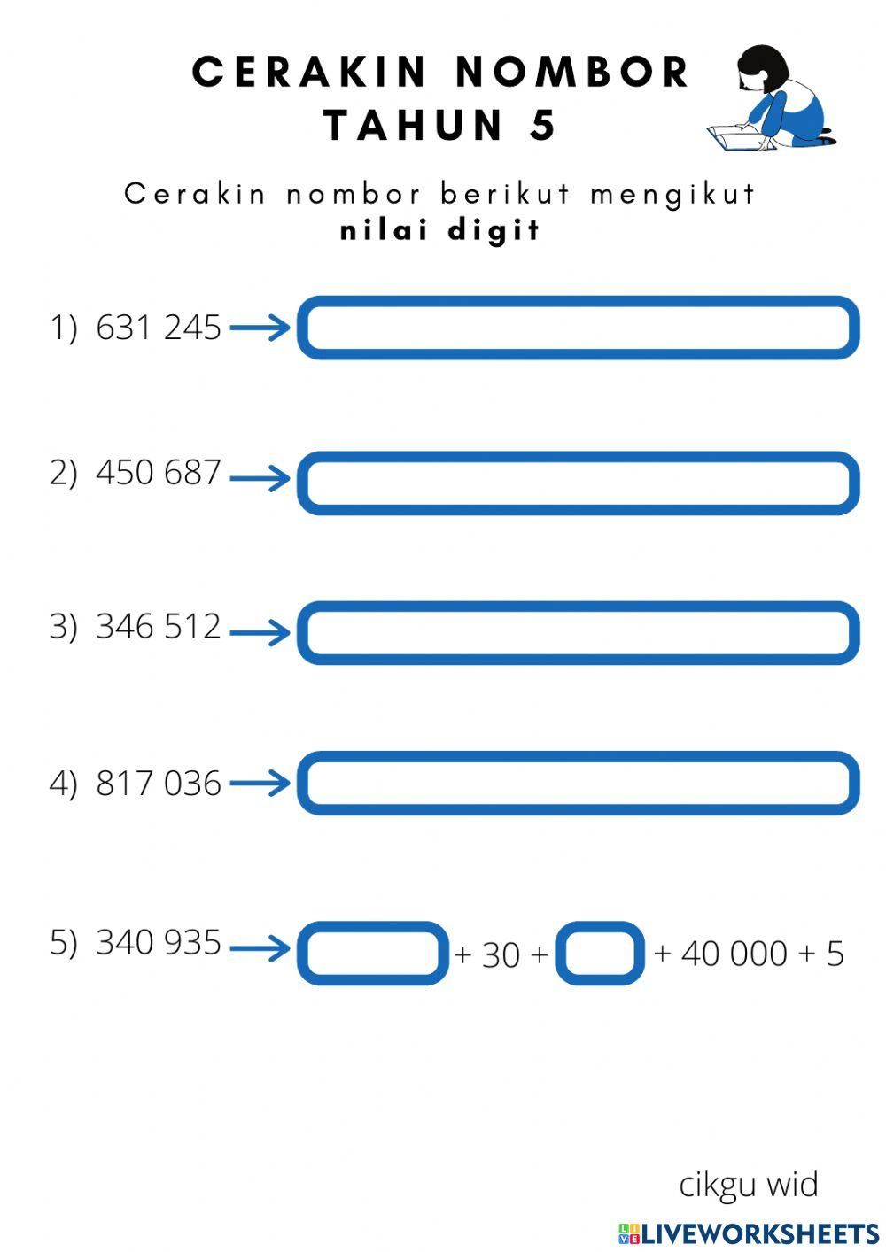 Cerakin nombor tahun 5