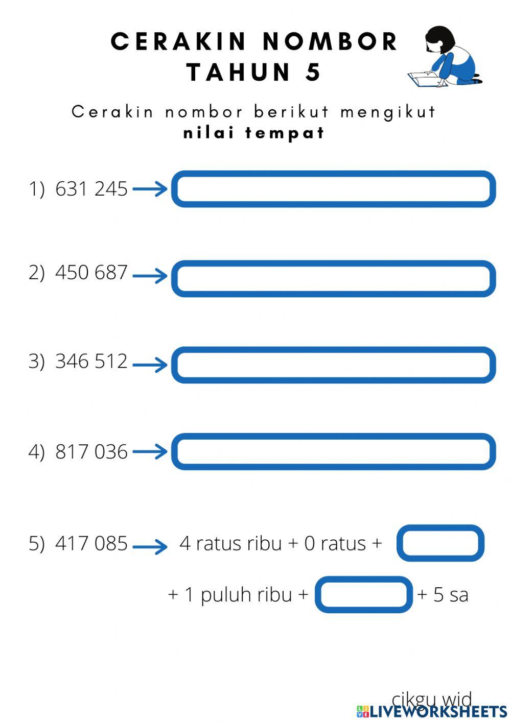 Cerakin nombor tahun 5