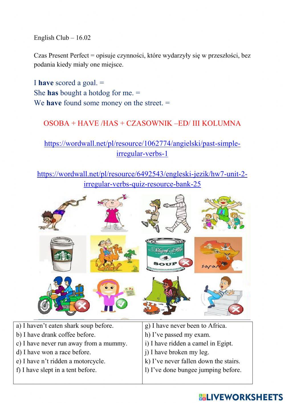 Present Perfect - kółko