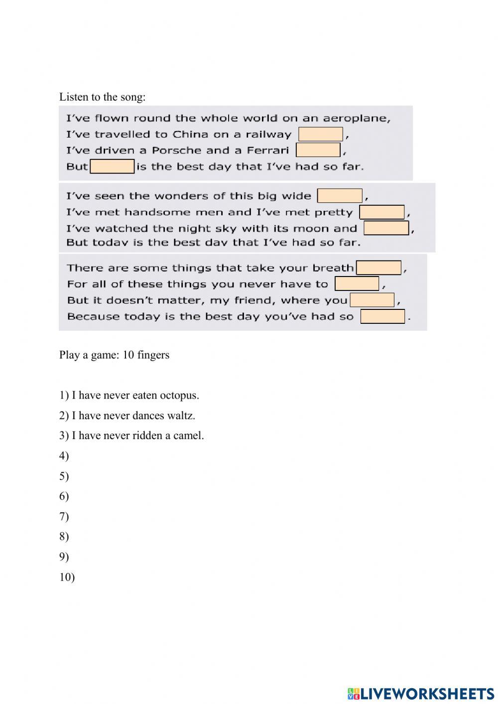 Present Perfect - kółko