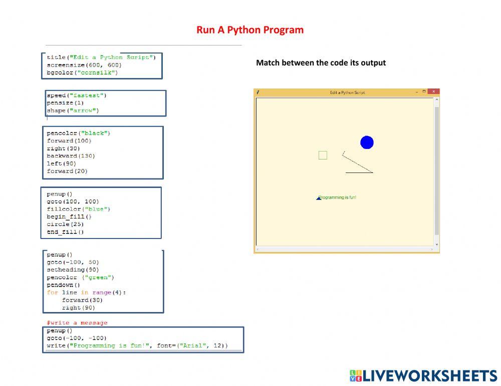 Python Output online exercise for | Live Worksheets