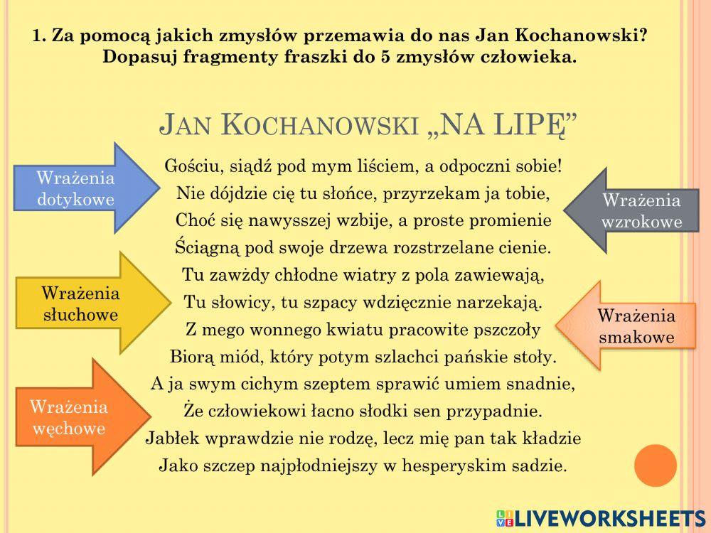Fraszka Jana Kochanowskiego Na Lipę 719062 | Jan Kochanowski - fraszka Na lipę | Joanna