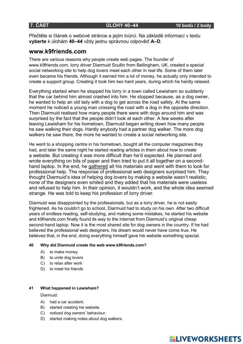 Maturita reading (Czech Republic)