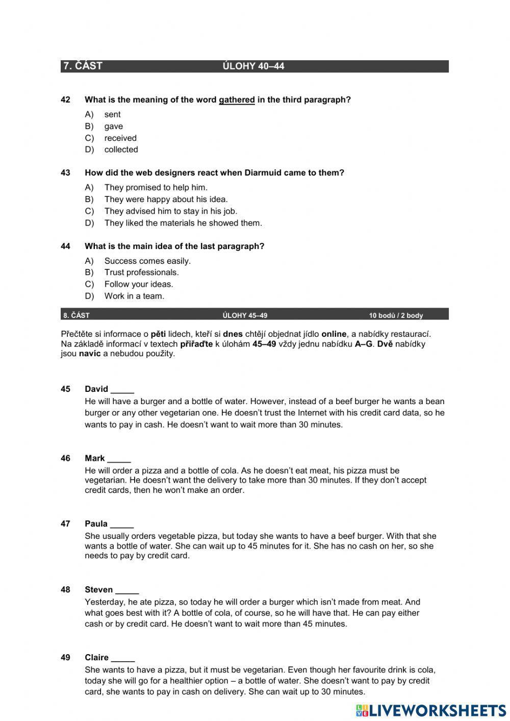 Maturita reading (Czech Republic)