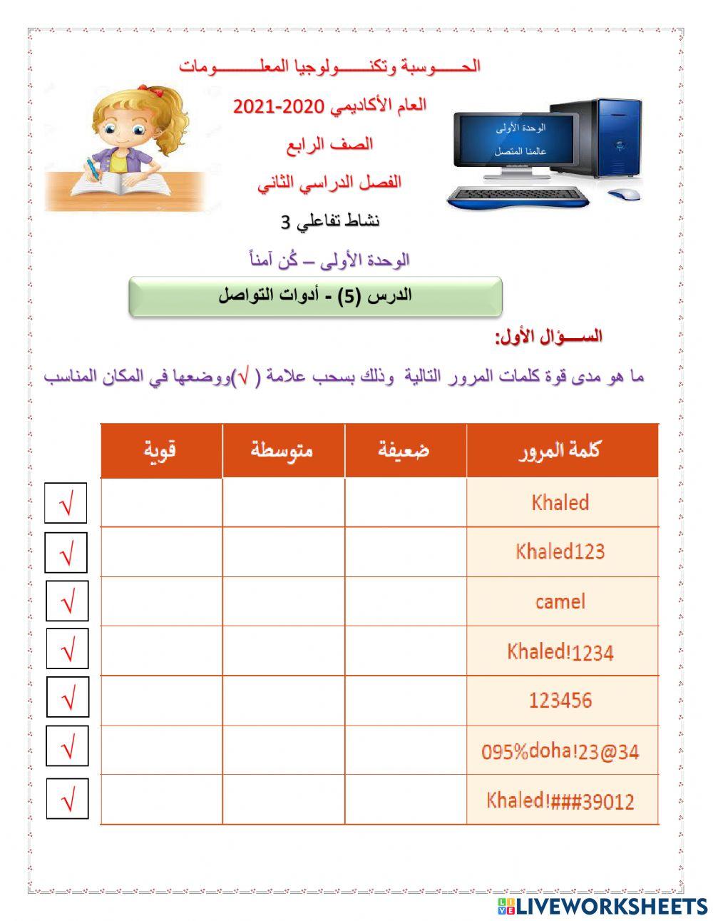 الوحدة الأولى-عالمنا المتصل- الصف الرابع