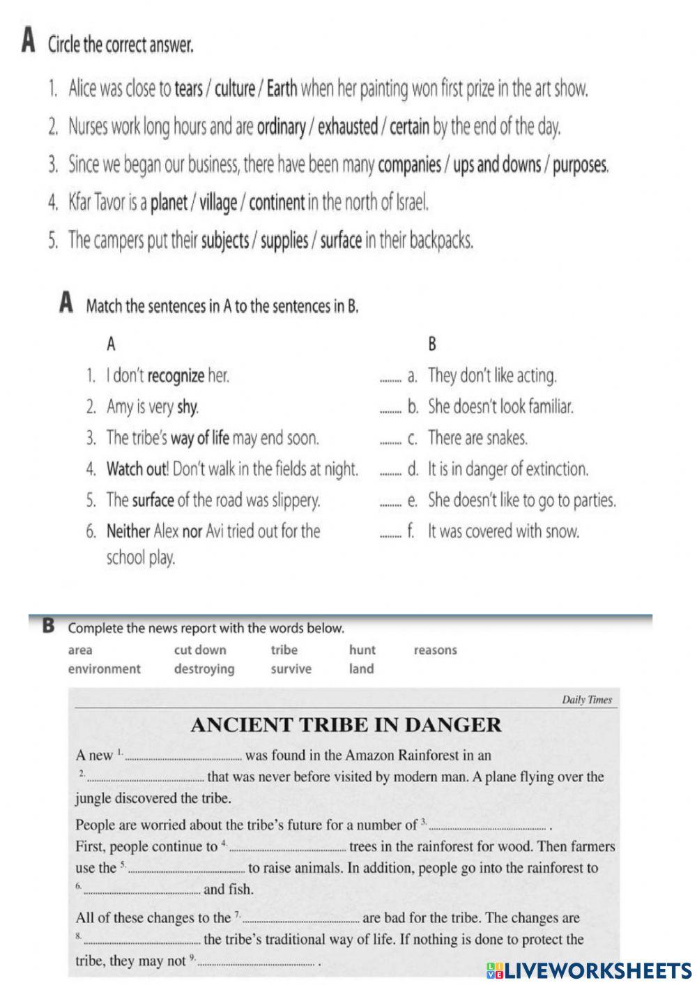 Vocabulary revision unit 2 Just imagine