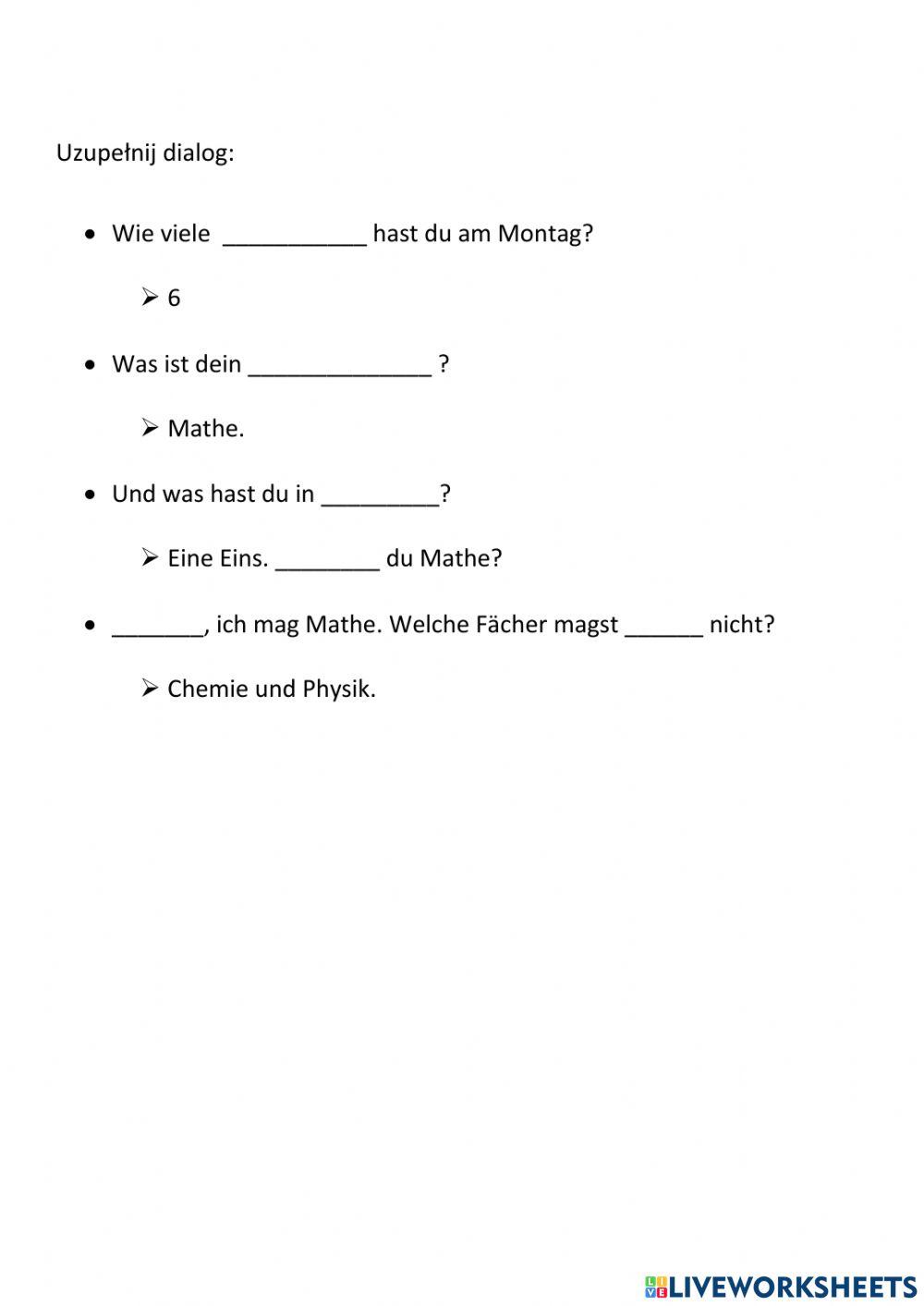 Lieblingsfach - Dialog