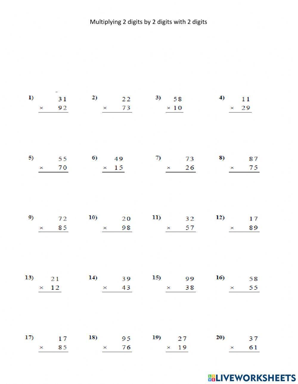 Multiplying 2 Digits By Video