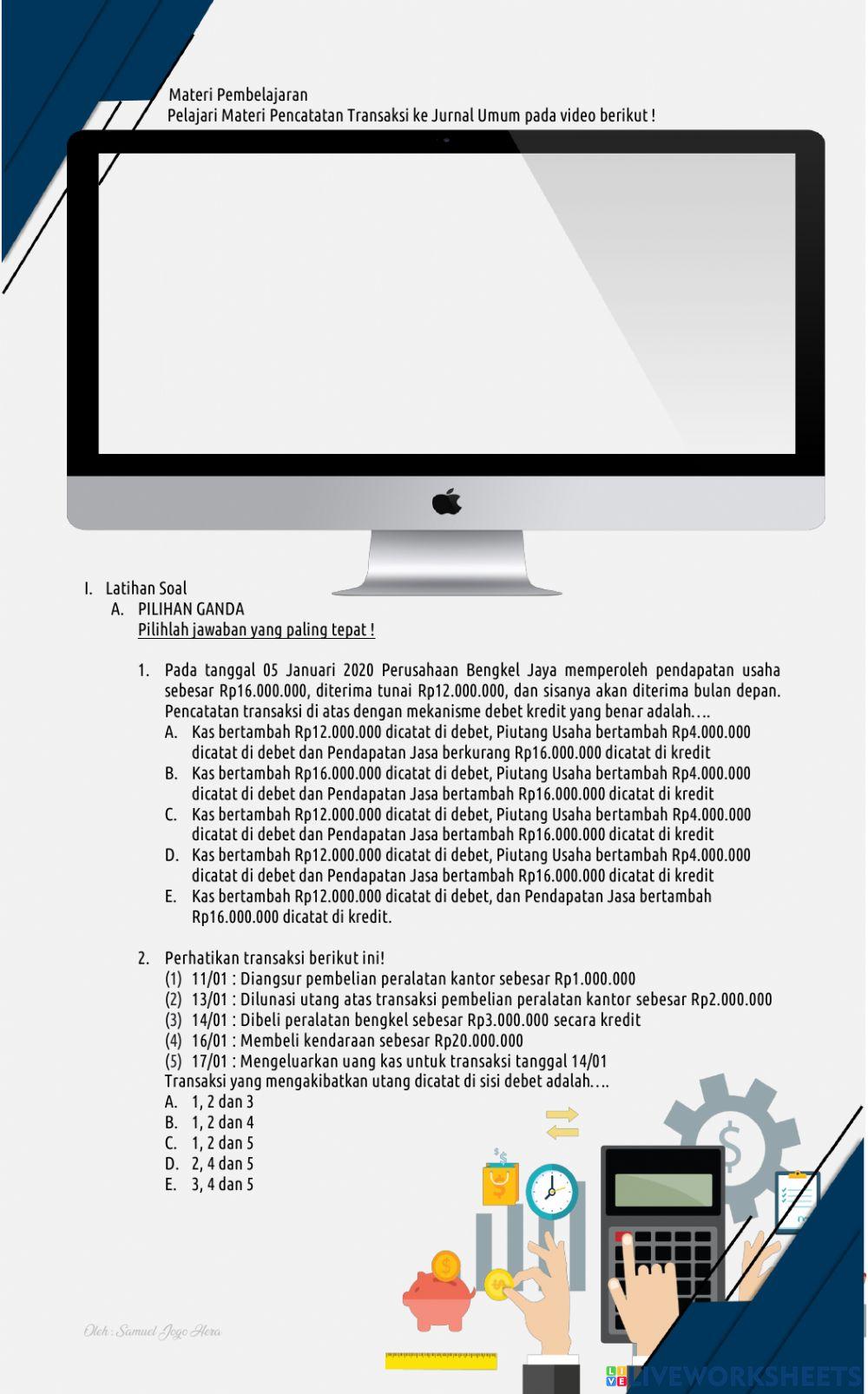 Pencatatan transaksi ke jurnal umum