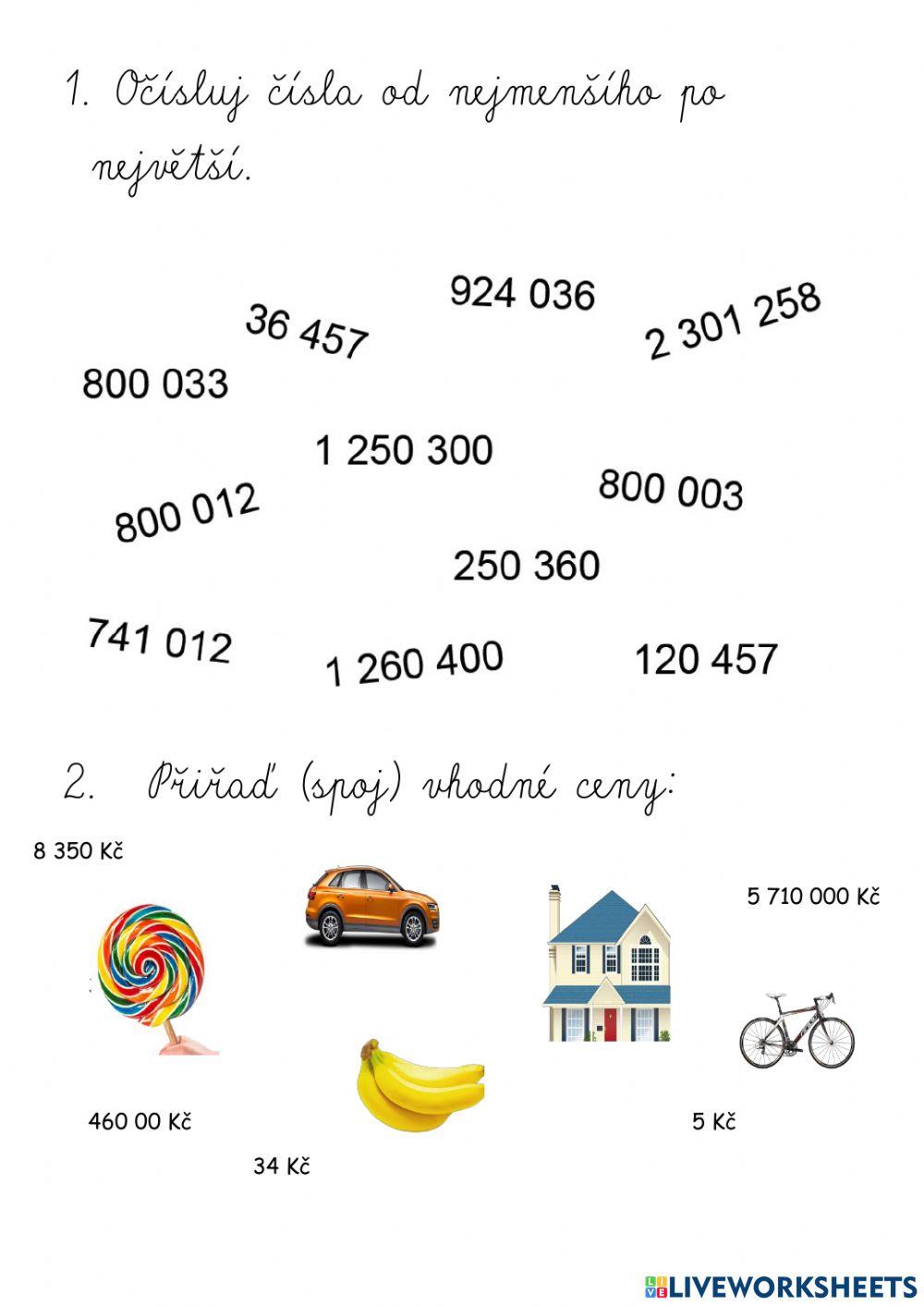 Porovnávání čísel do milionu