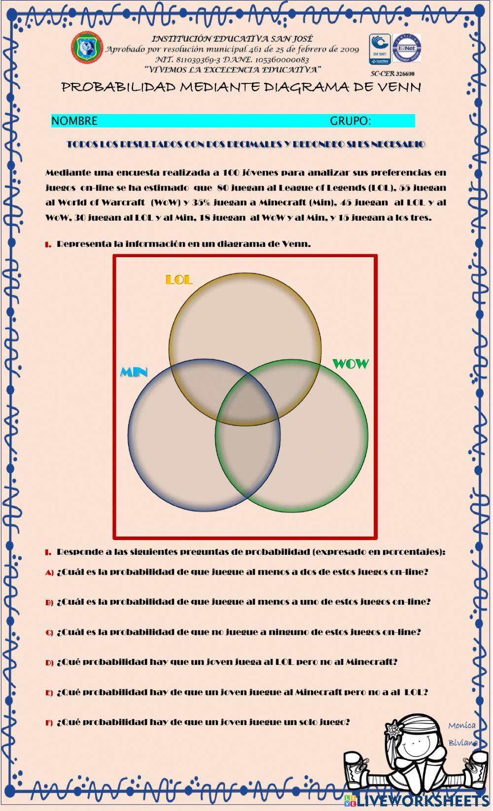 PROBABILIDAD VIDEOJUEGOS DIAGRAMA DE VENN