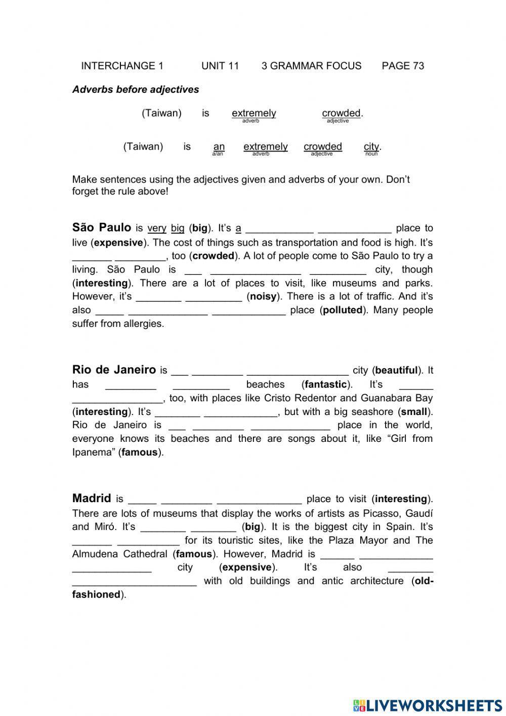 Adverbs before adjectives