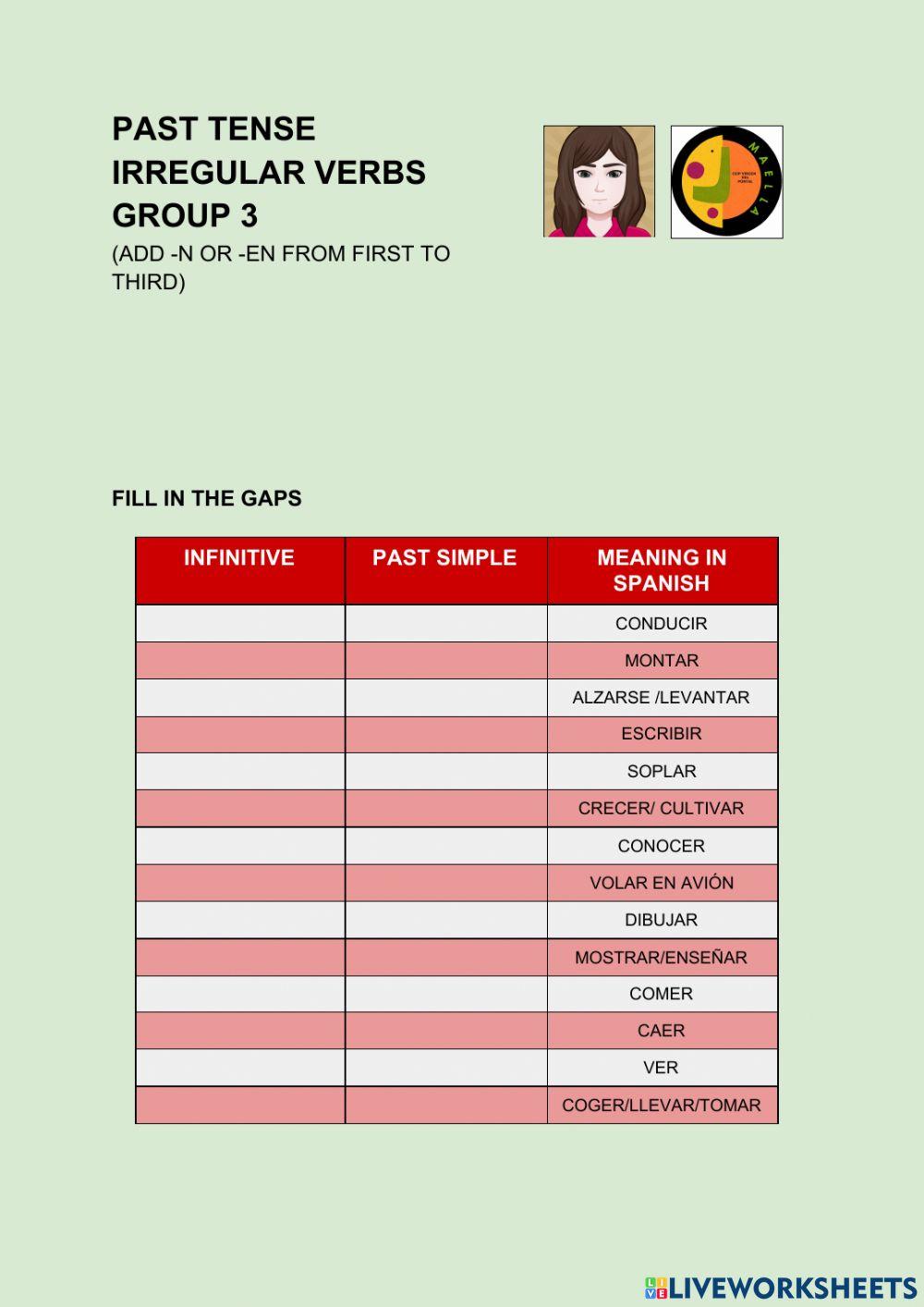 Past tense irregular verbs
