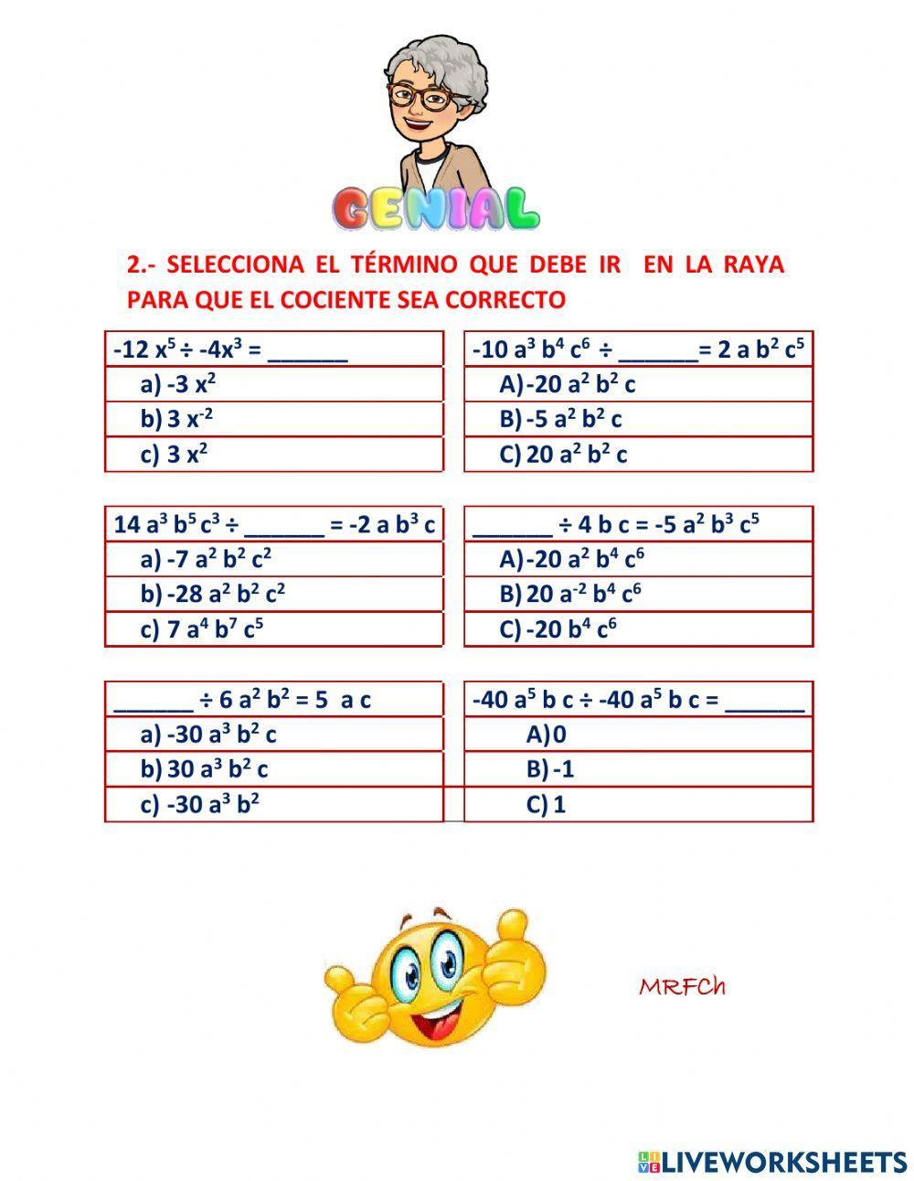 Cociente de monomios