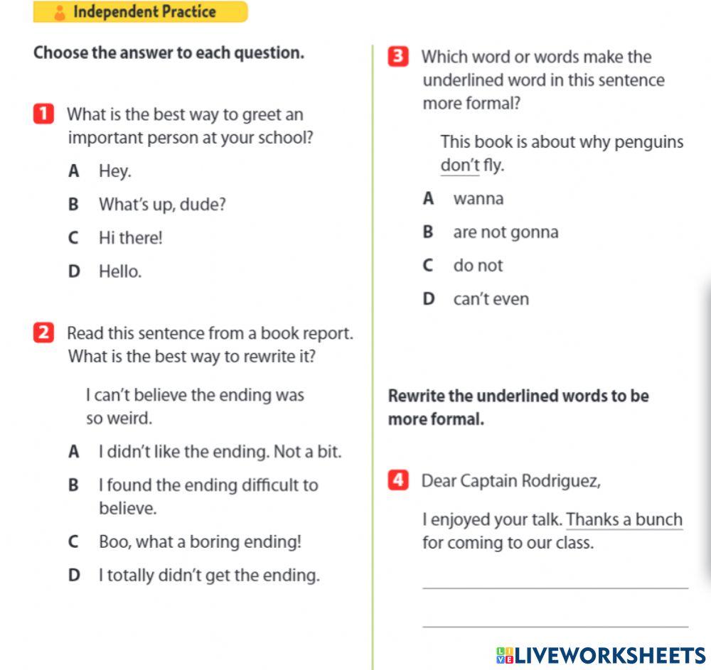 Formal and Informal English