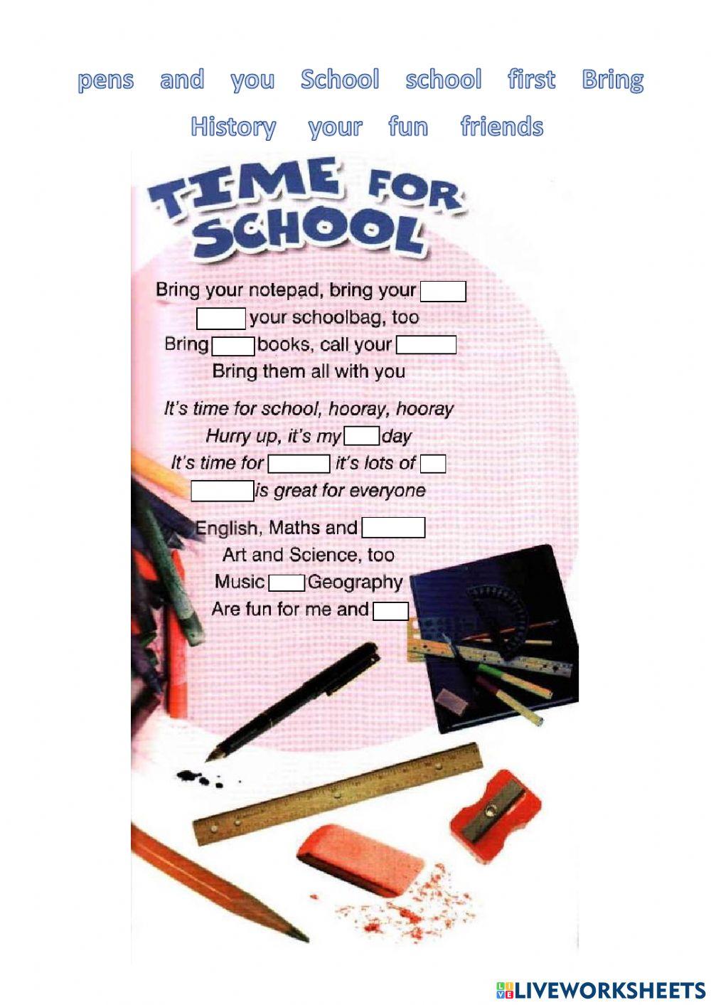 Time for School - song