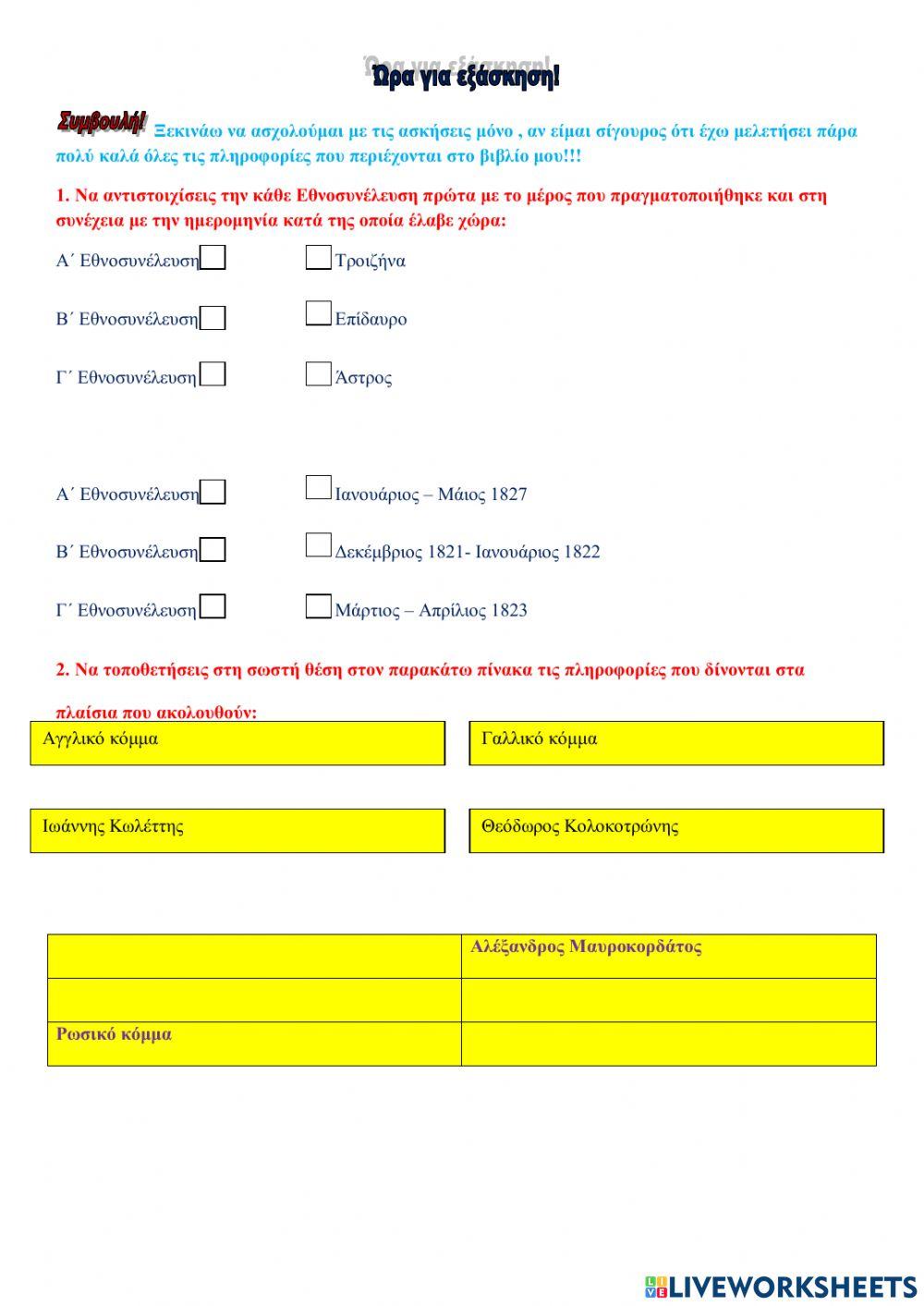 Οι Εθνοσυνελεύσεις και η πολιτική οργάνωση του Αγώνα