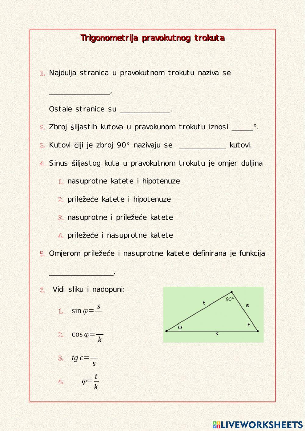 Trigonometrija pravokutnog trokuta