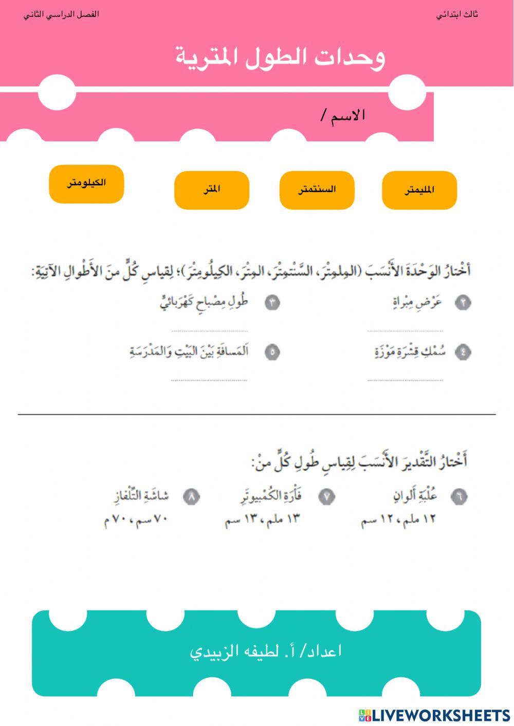 وحدات الطول المترية وحدات الطول المترية