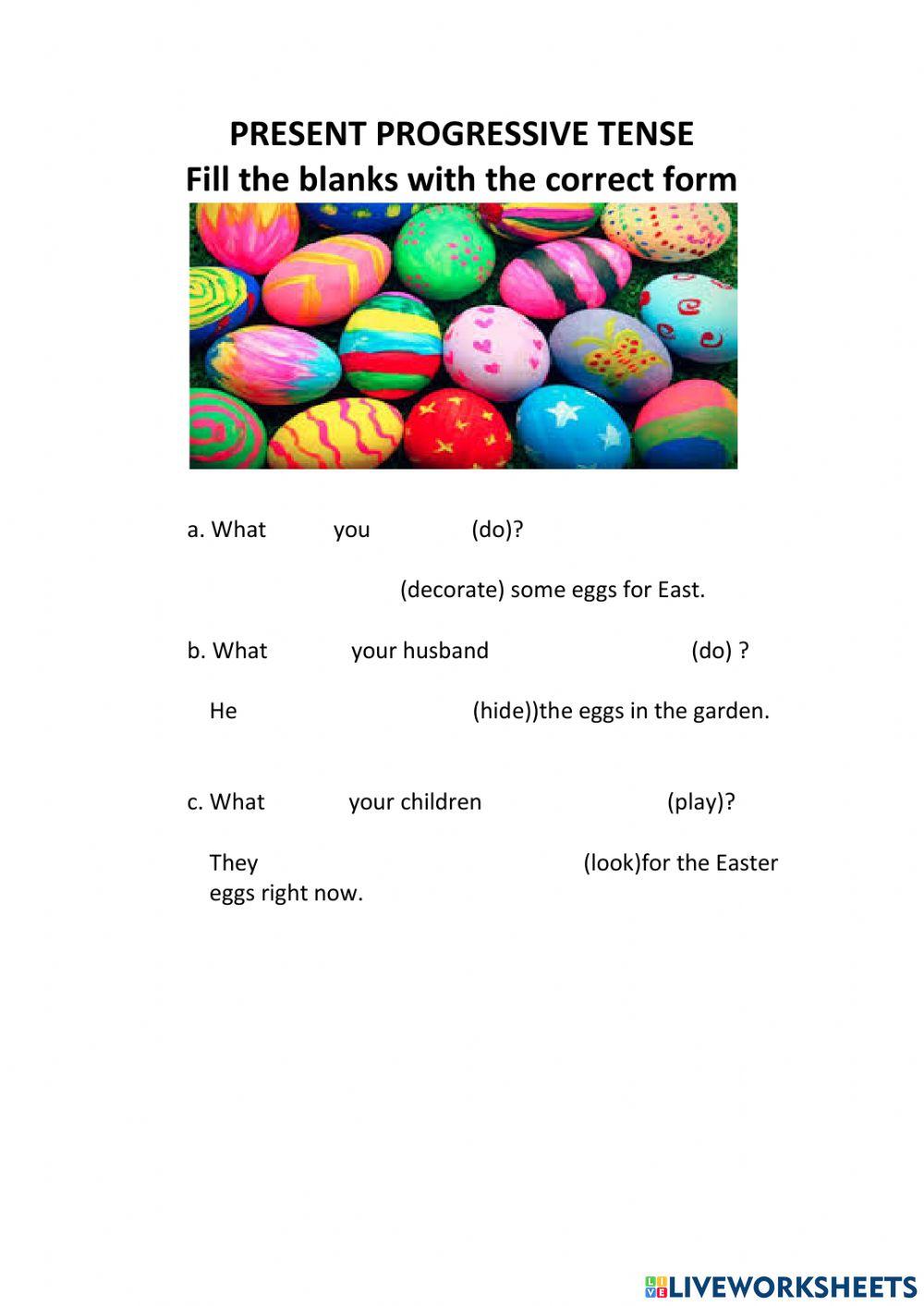 Present progressive listening online exercise for live worksheets