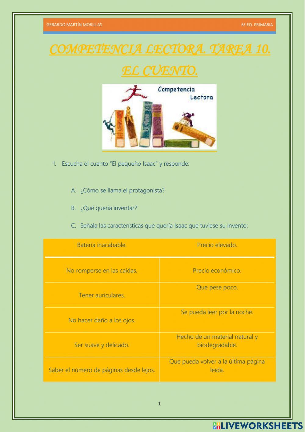 Competencia lectora. Tarea 10.