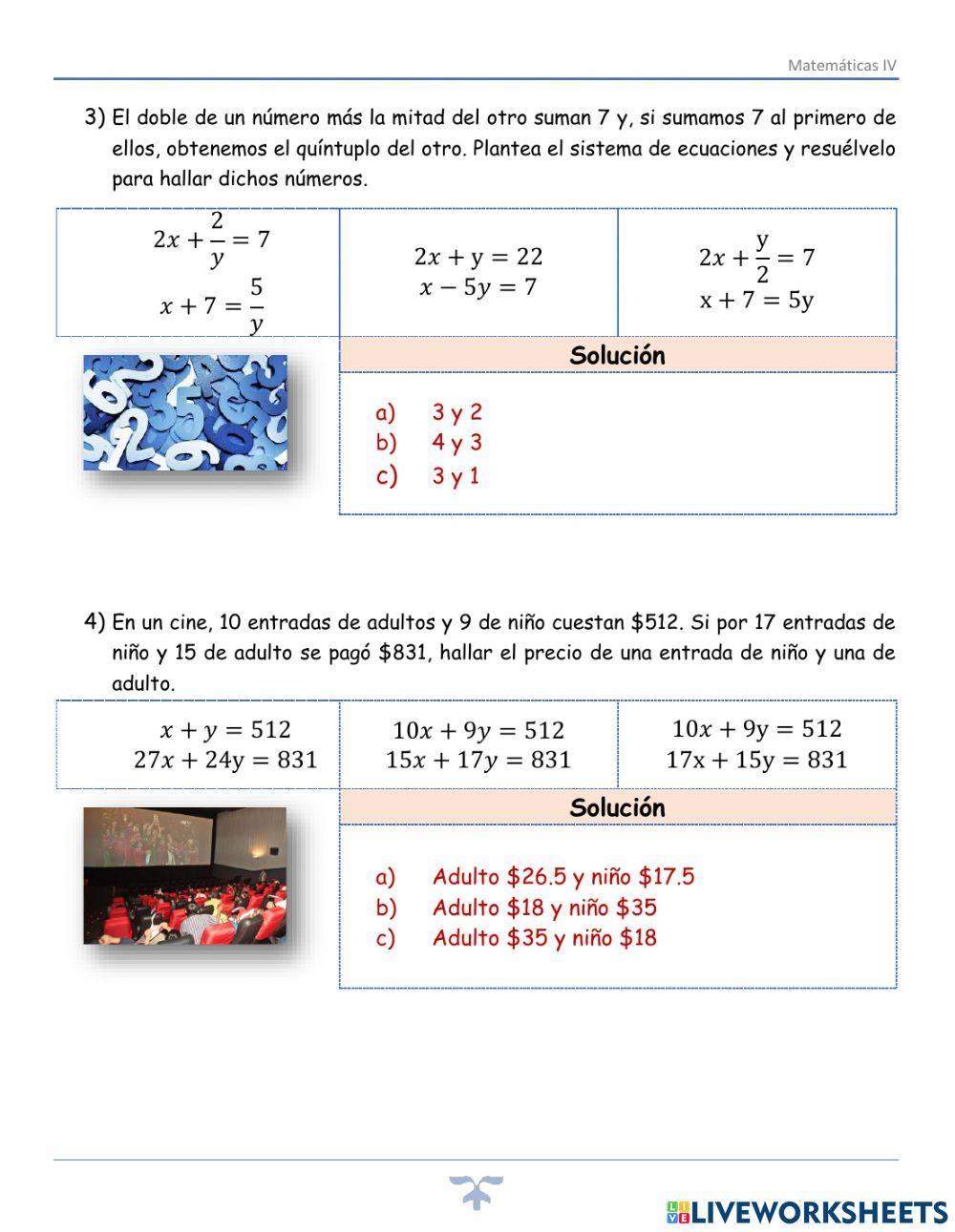 Modelos de sistemas de ecuaciones 2x2 1