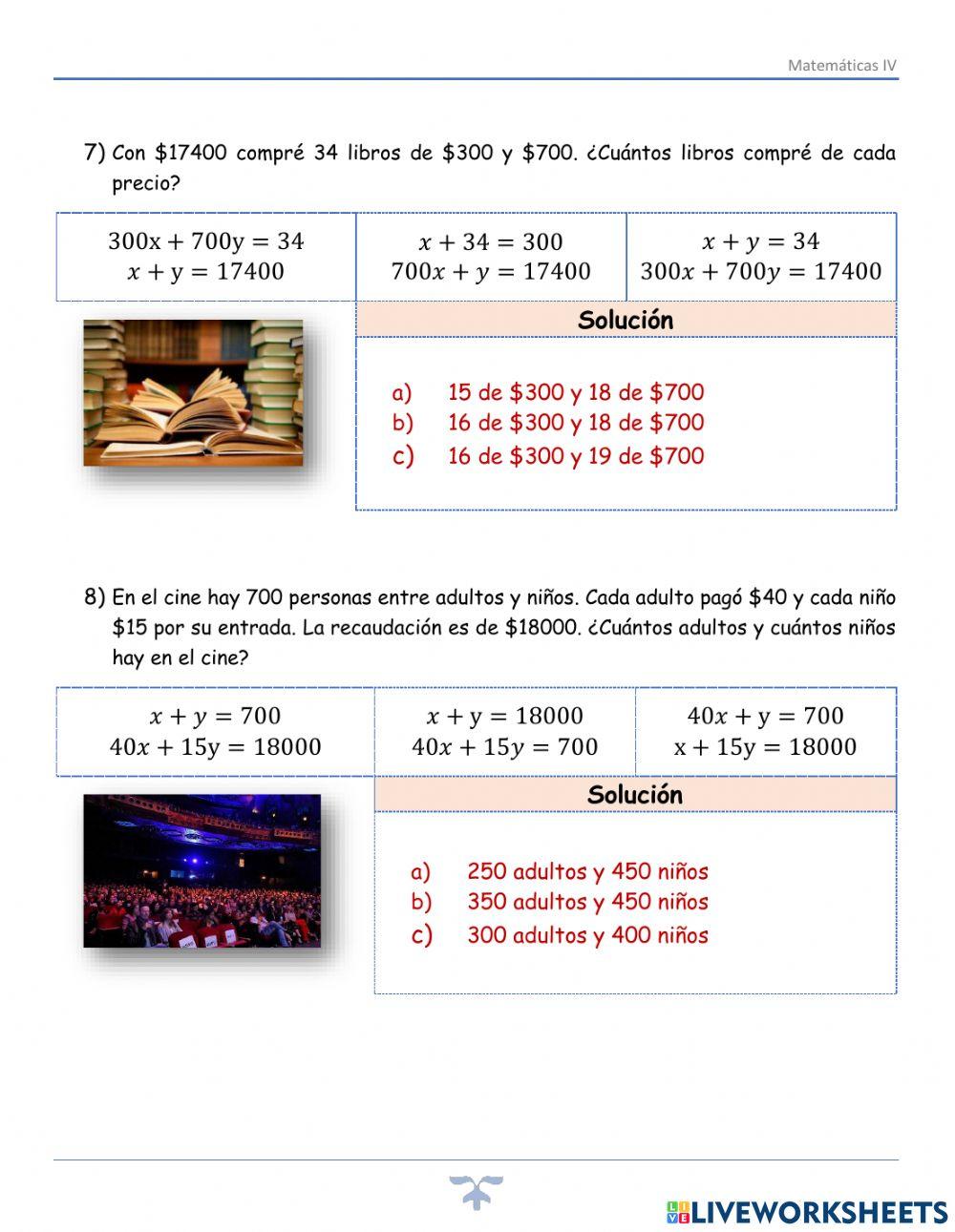 Modelos de sistemas de ecuaciones 2x2 2