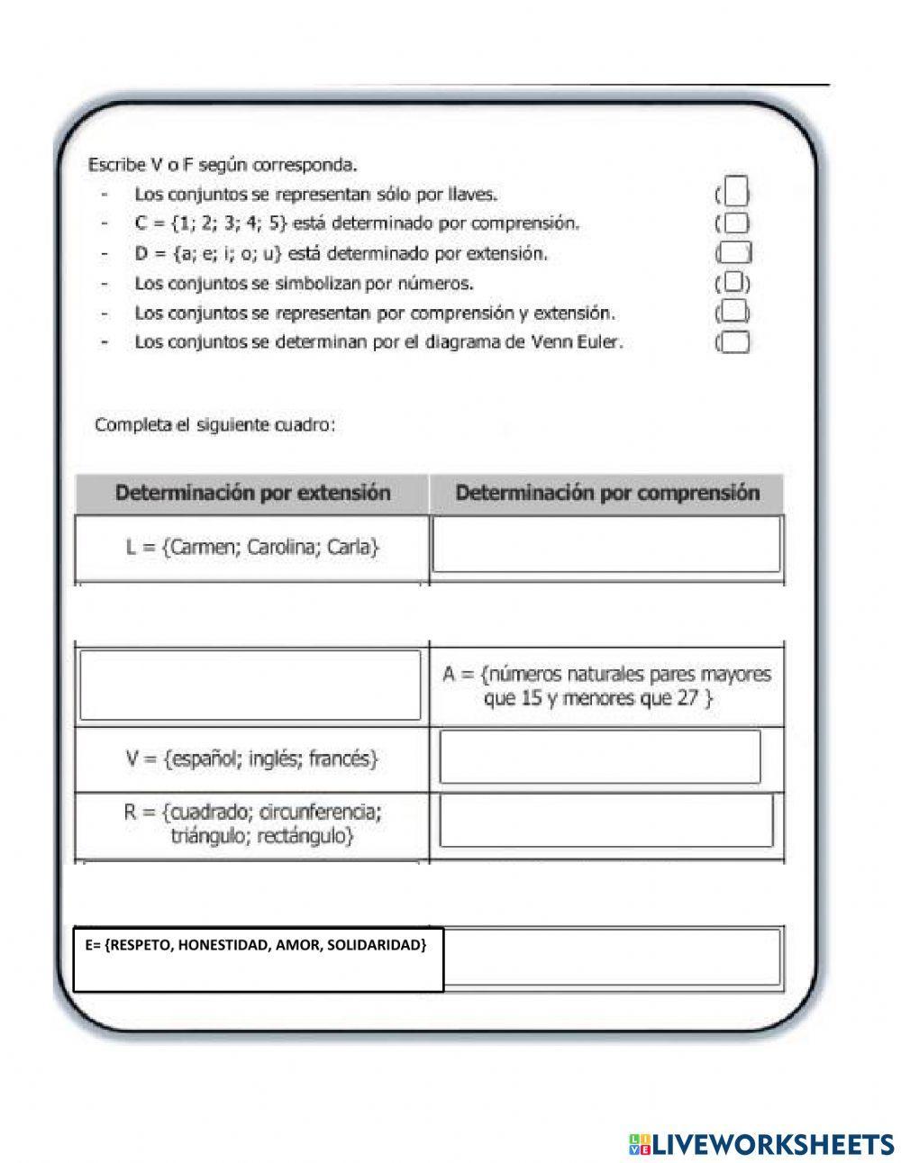 Determinacion de conjuntos