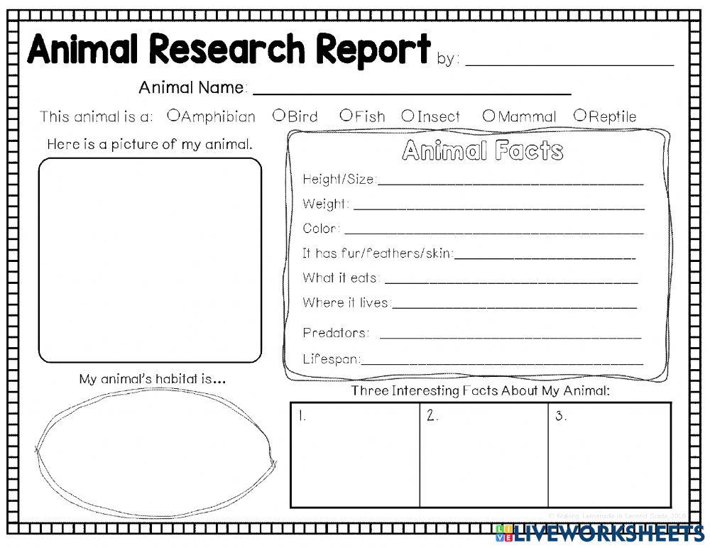 Animal Research activity Live Worksheets