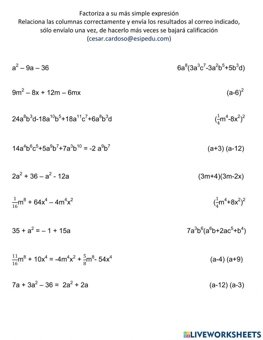 FActorización semana 23